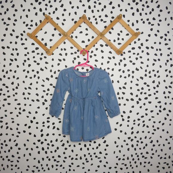 Gap Embroidered Chambray Cotton Long Sleeve Toddler Tunic - Picture 1 of 6